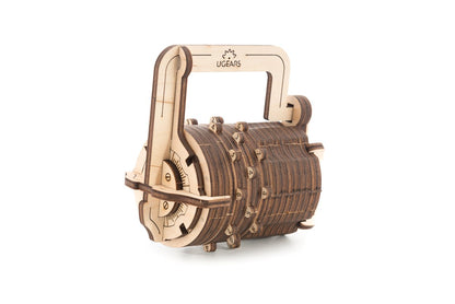 Ugears Combination Lock - DIY 3D Wooden Puzzles for Adults Cryptex - Create Your Own Secret Code - Inspired by The Da Vinci Code DIY Model Kits