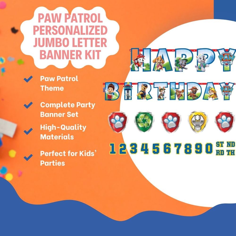 Personalized Banner Kit - 10.6' x 10" | Assorted Design | 1 Set of 2 Pcs., Paw Patrol