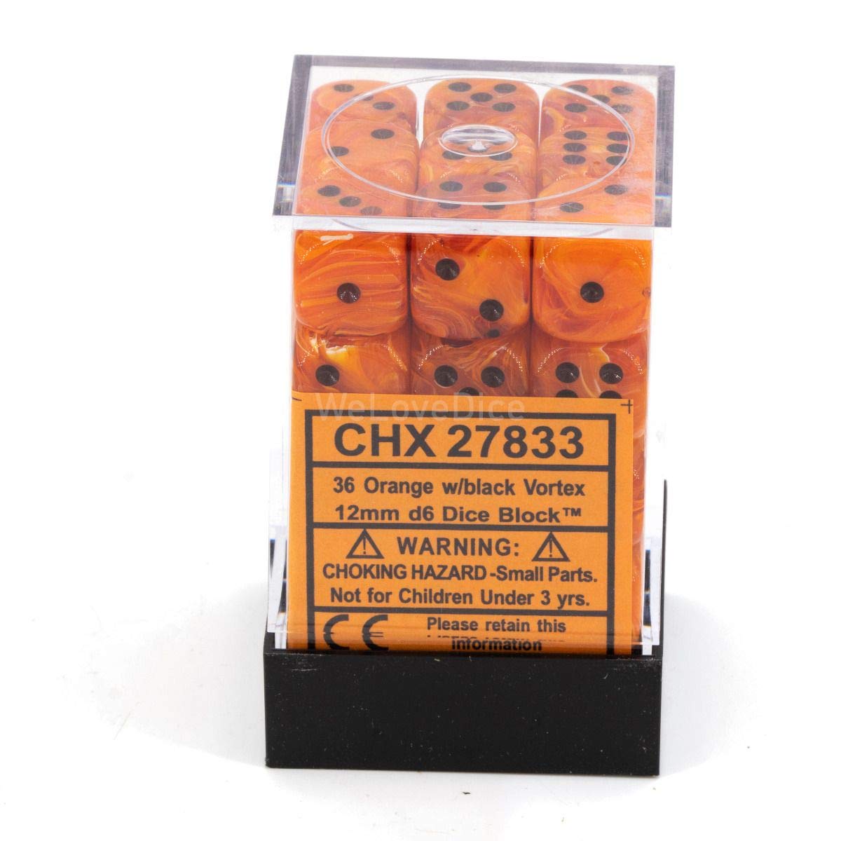 DND Dice Set-Chessex D&D Dice-12mm Vortex Orange and Black Polyhedral Dice Set-Dungeons and Dragons Dice Includes 36 Dice - D6, Various (CHX27833)