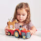 Tender Leaf Toys - Farmyard Tractor - Wooden Tractor Toy with Removeable Trailer, Animals and Accessories - Open-Ended Play Toy, Farm Pretend Play
