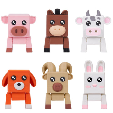 Aousin 3D Printed Animals, Adorable Desk Pets for Desk Decor Gifts (Farm Animal)