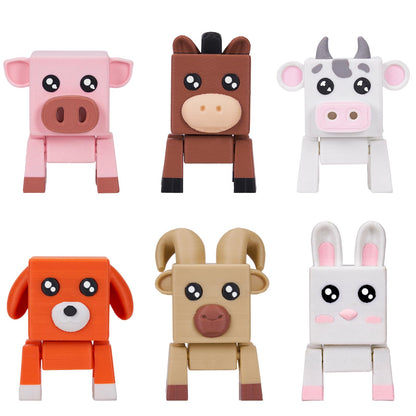 Aousin 3D Printed Animals, Adorable Desk Pets for Desk Decor Gifts (Farm Animal)