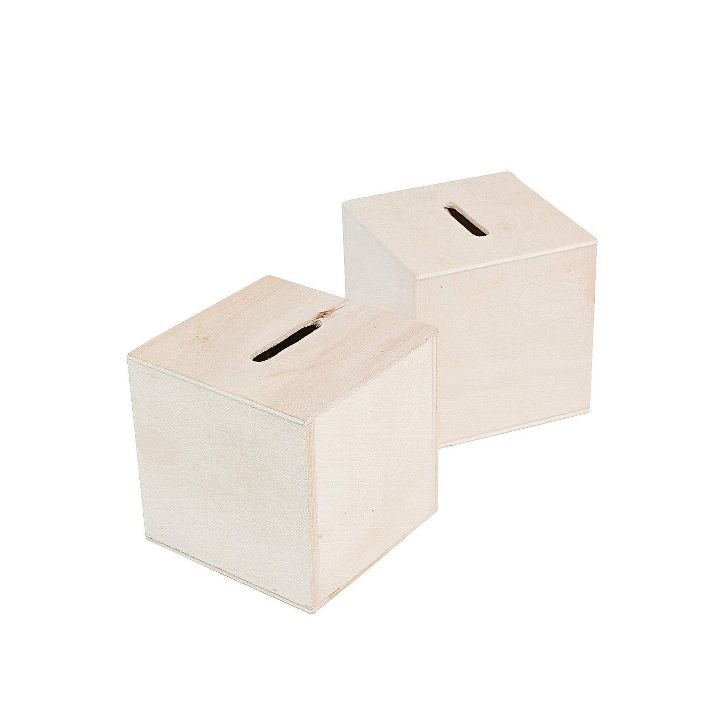 Fun Express DIY Unfinished Wood Block Piggy Bank for Kids Girls - Wooden Savings Box Craft Kit Makes 12 - Cute Coin Bank for Baby Shower Blocks