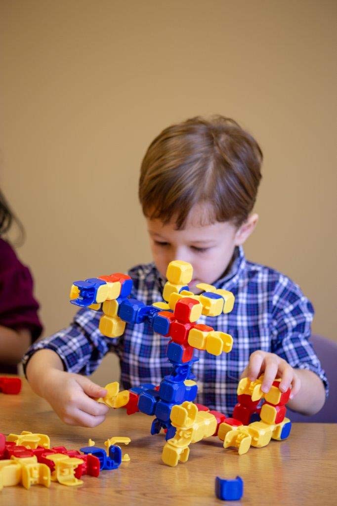 POPULAR PLAYTHINGS LinkaBlox Deluxe Snap Together Building Toy, Click Block Construction Set for Kids, Stem Play Ages 4 & Up - 126 Pieces
