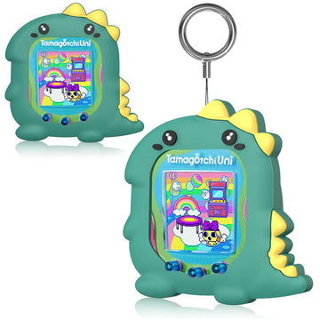BEARDDO Silicone Case Compatible with Tamagotchi Uni Case, Cute Cartoon Green Dinosaur Virtual Pet Game Machine Protector Cover for Tamagotchi Uni