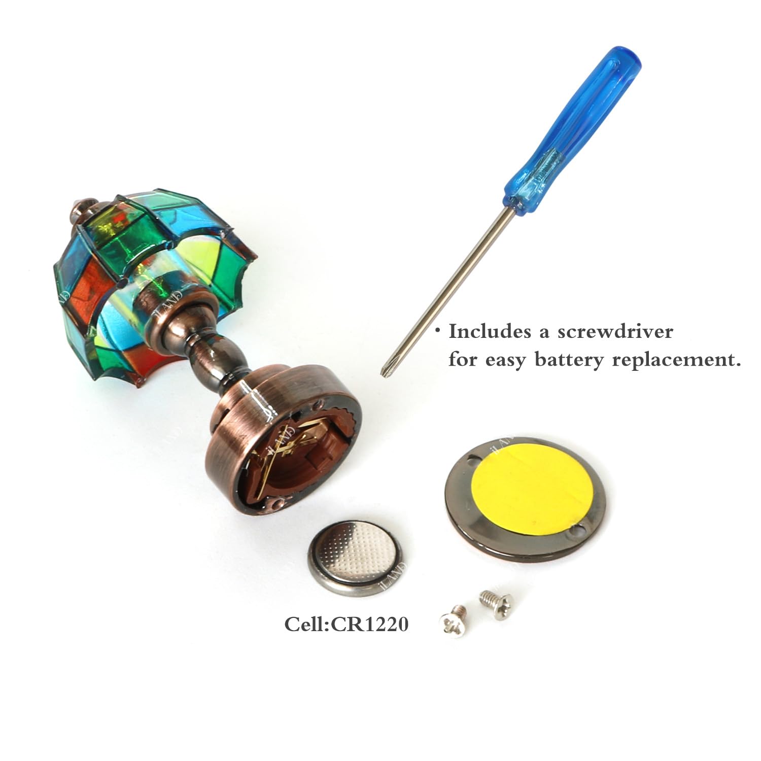 iLAND Dollhouse Accessories of Dollhouse Lights Battery Operated Mosaic Lattice Table Lamp w/Battery, Miniature Light for 1/12 Scale Miniatures Fits