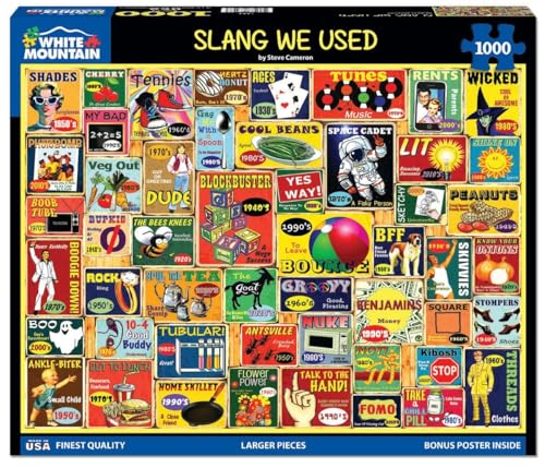 White Mountain 1000 Piece Jigsaw Puzzle Retro Phrases, Slang We Used
