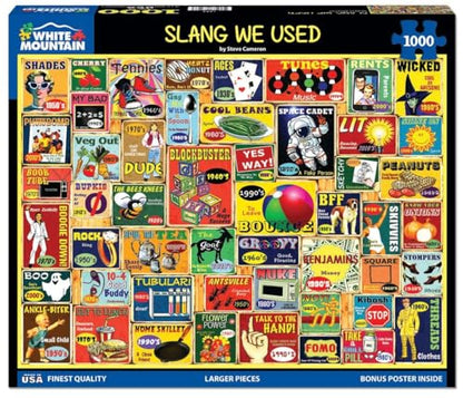 White Mountain 1000 Piece Jigsaw Puzzle Retro Phrases, Slang We Used