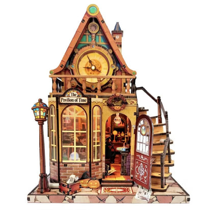 KOLOTESAME Magic House Book Nook Kit, DIY Miniature House 3D Wooden Puzzle with LED Light, Bookshelf Insert Decor Tiny Dollhouse Building Kit