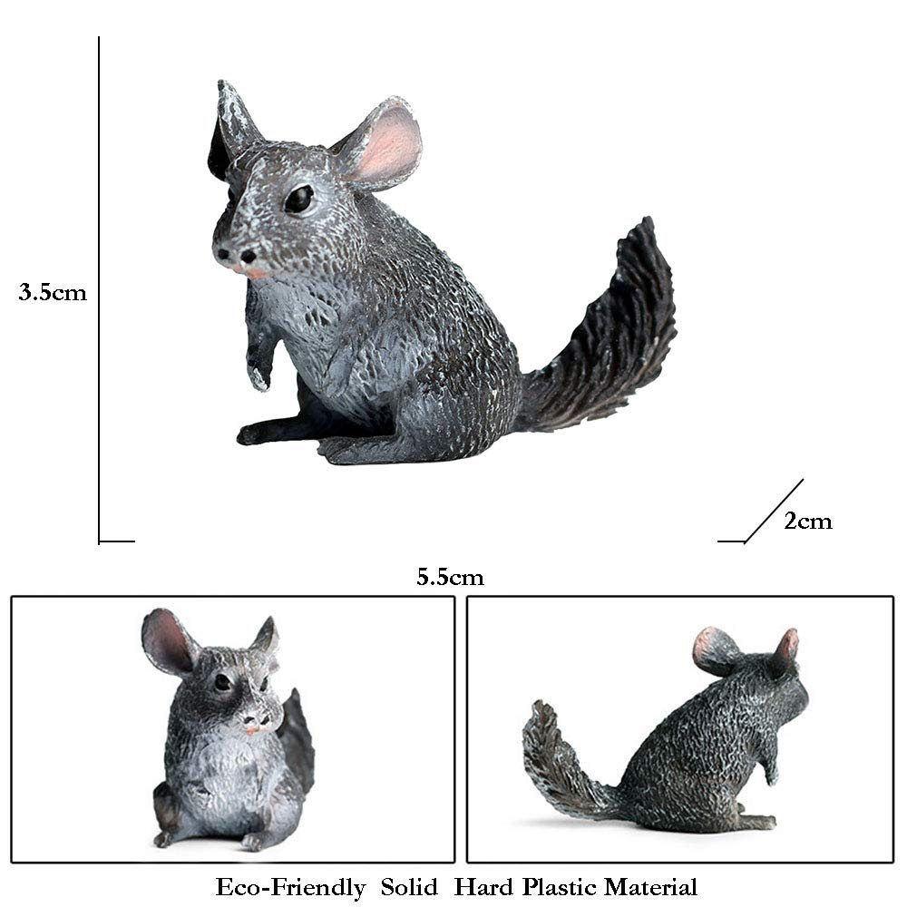 FLORMOON Realistic Animal Figures Chinchilla Lanigera Figurines, Science Project, Cake Topper, Early Educational Toys Birthday for Toddlers Kids Age 3