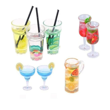 CoscosX 13 Pcs 1:12 Colourful Cocktail Cup Drink Juice Tea Beverage Bottle Jam Jar Toys,Simulation Drink Wine Glass Model for Dollhouse,Dolls House