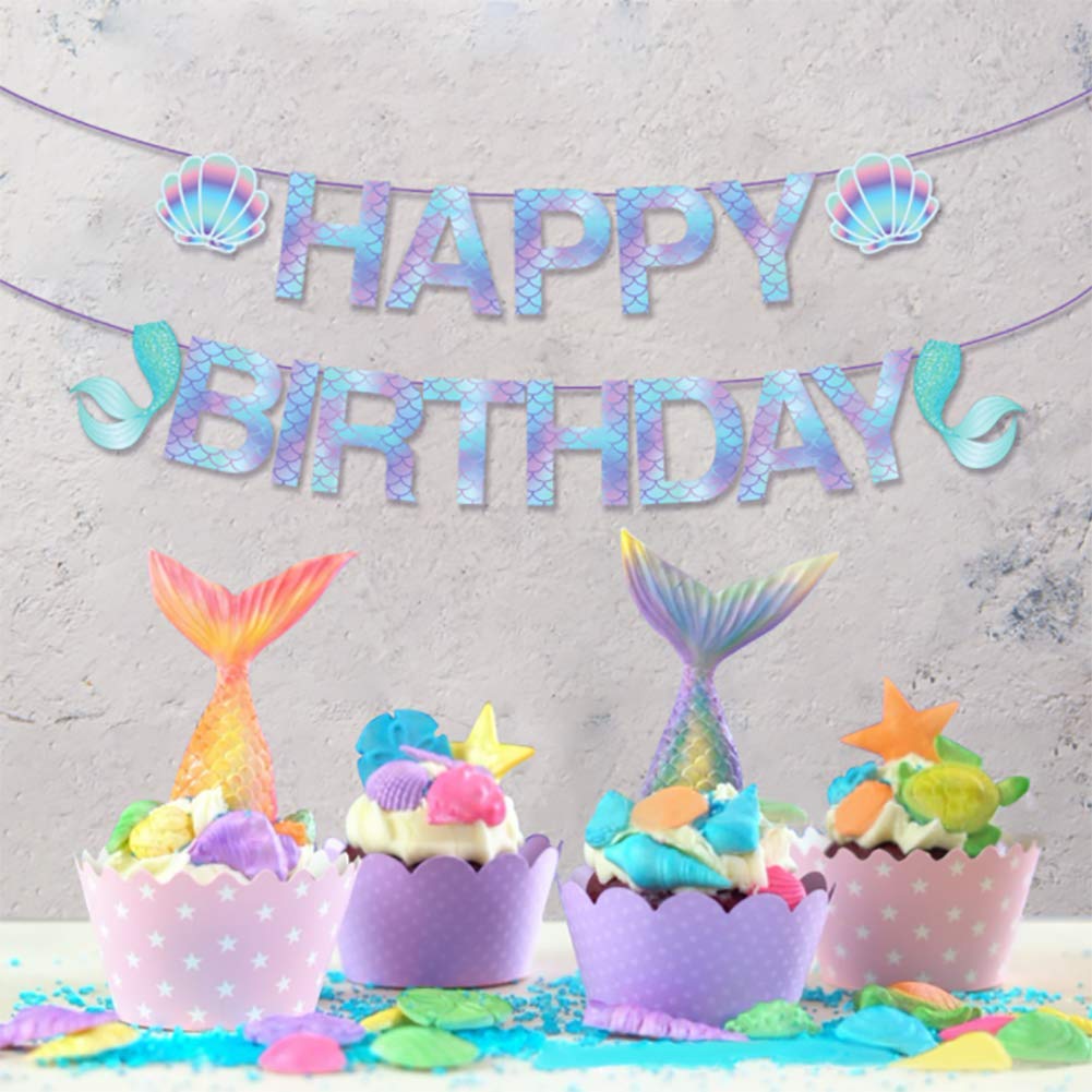 Anor WishLife Sparkle Banner,Mermaid Birthday Decorations,Mermaid Party Decorations for Girls,Boys,Kids,Home,Classroom,Baby Shower,1st Birthday