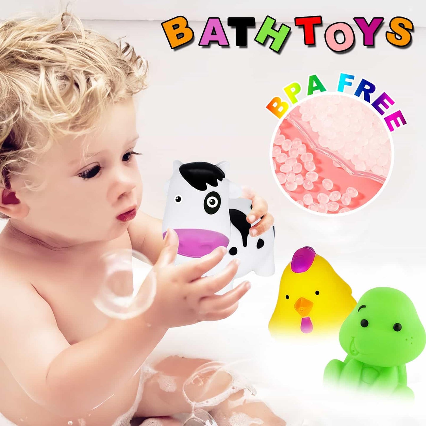 Bathtub Toys for Toddlers 1-3 - Mold Free No Hole Baby Kids Infant Bath Toys 6-12-18-24 Months Water Pool Toys Age 1 2 3 4 5 6 Shower Gifts for Boys