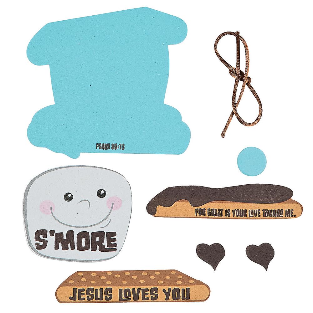 Fun Express Jesus Loves You S'More Ornament Craft Kit - Sunday School Crafts for Kids 12 Pack | Christian Crafts & VBS Vacation Bible School Supplies