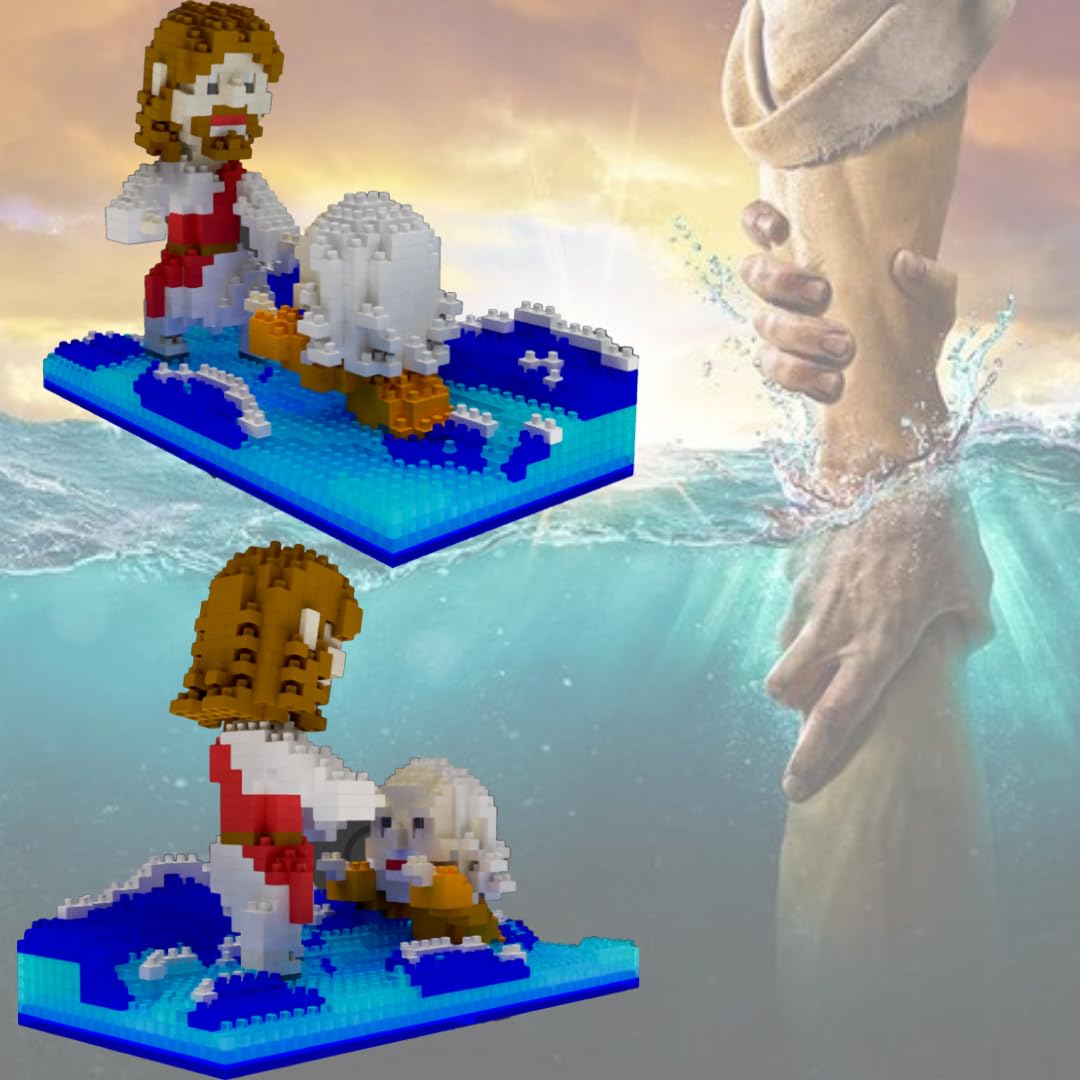 Jesus Series-Jesus Saved Peter Mini Figurine, Bible Story w/Lego, Jesus Toy, Nativity Building Set for Aged14+, Great Gift for Teenagers and Adults
