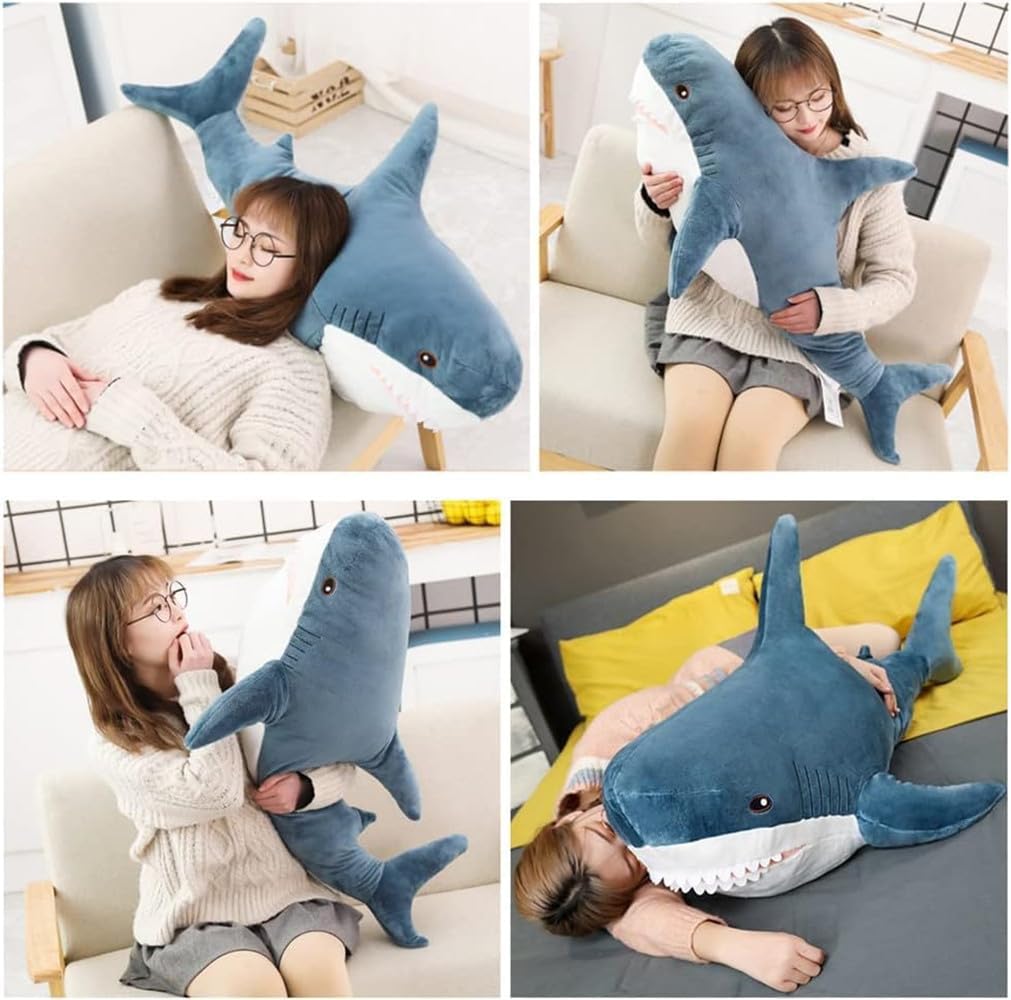 39.5-inch Plush Shark Toy Pillow, Giant Shark Stuffed Animal,Soft Shark Cushion Pillow Shark Plush Pillows,Chubby Stuffed Shark Toy - Children s Boys