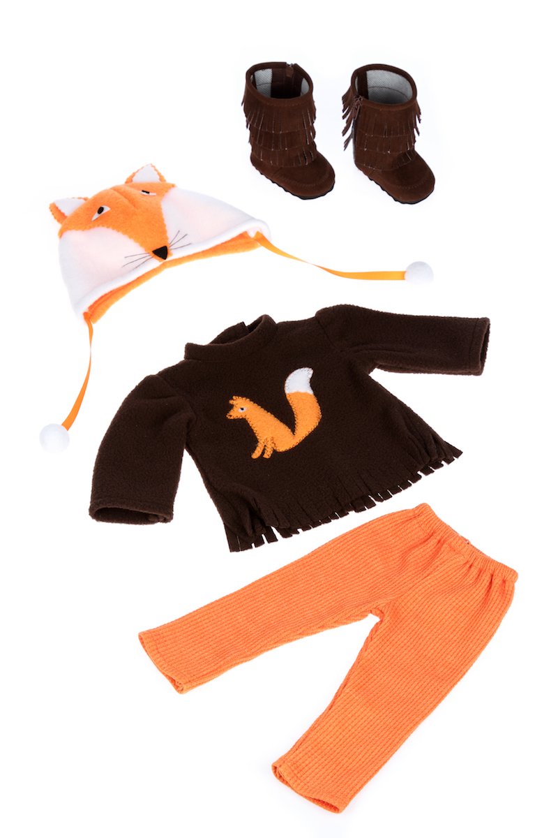 Foxy - Clothes for 18 inch Dolls - 4 Piece Outfit - Hat, Blouse, Leggings and Boots. (Doll Not Included)