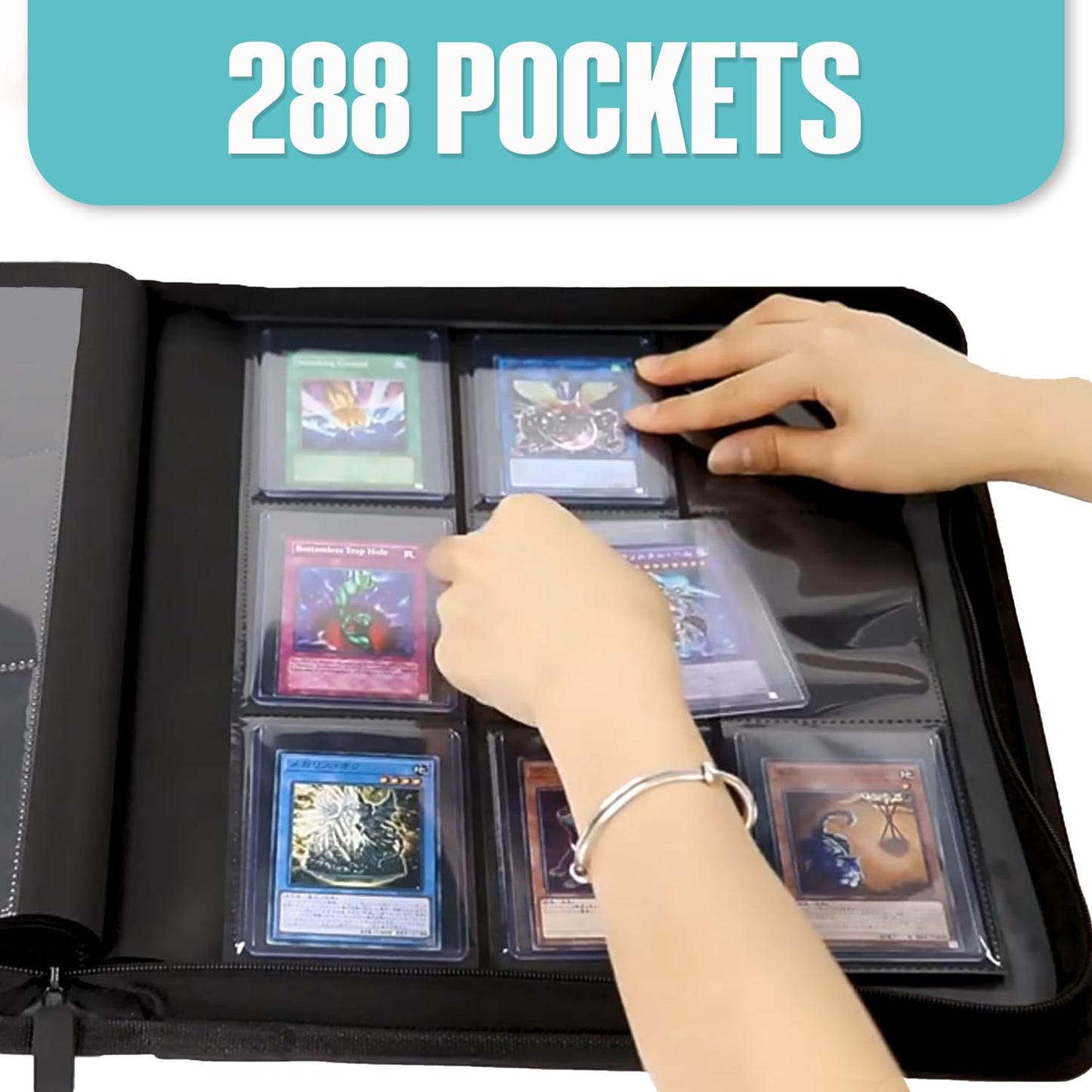 Trendiphy Top Loader Binder 9 Pocket, Holds 288 Toploaders, Side-Loading Zippered Album for Trading Cards, Sports Cards, Baseball, MTG, TCG & Graded