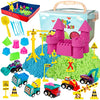 ThinkMax Sand Kit for Kids, 3lbs Sand, 6 Mini Construction Trucks
