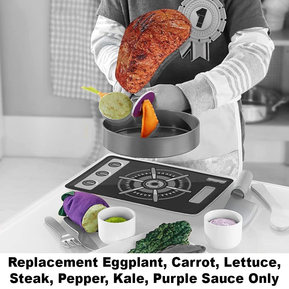 Replacement Parts for Fisher-Price Head Chef Playset - GKW08 ~ Replacement Eggplant, Carrot, Lettuce, Steak, Pepper, Kale and Purple Sauce