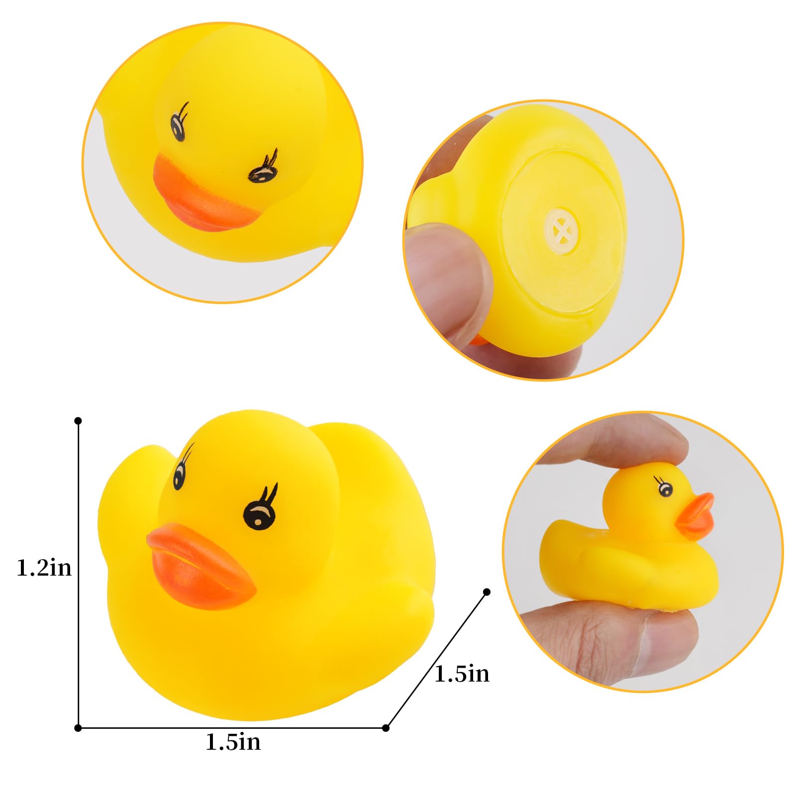 JTTJDB 50 Pcs Mini Rubber Ducks,Float and Squeak Duckies