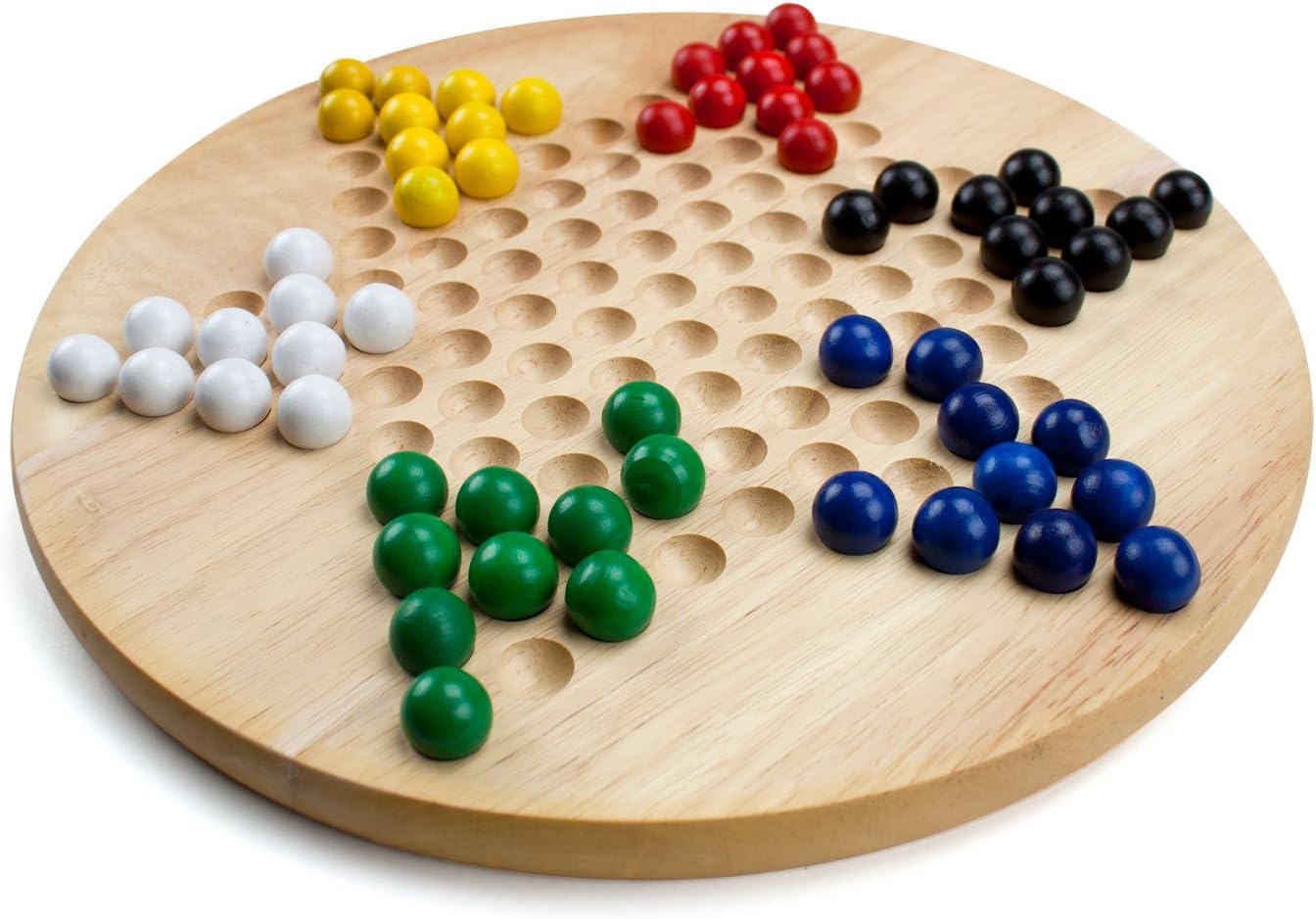 All Natural Wood Chinese Checkers with Wooden Marbles by Brybelly (1-Pack)