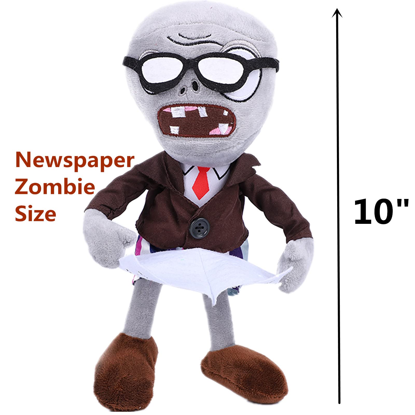 BASHERISE PVZ Plush Toys, 3 PCS Set: Purple, Newspaper Gray, Red Pants Cowboy Zombies Soft Plush Toys, Great Gift for Kids & Game Fans