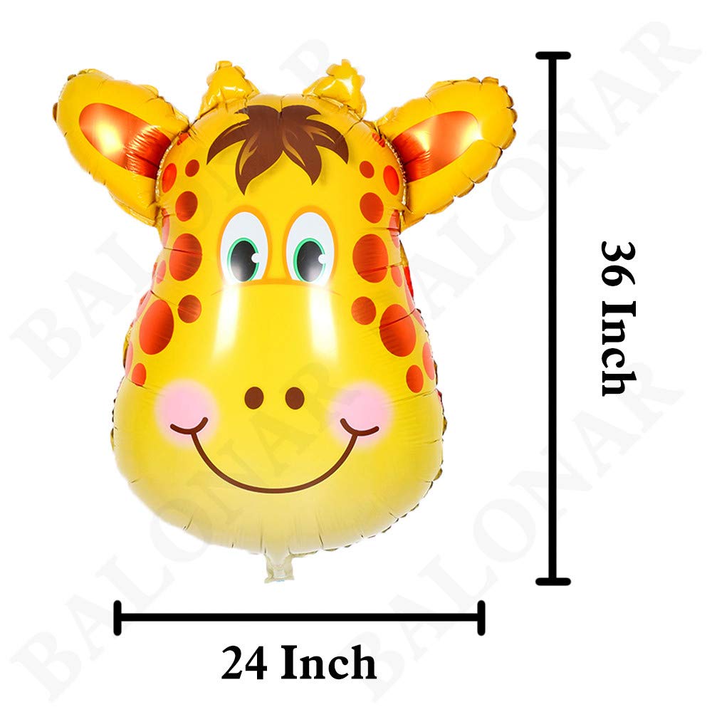 BALONAR 5pcs 32 Inch Tiger Lion Zebra Monkey Foil Balloons Animal Balloons