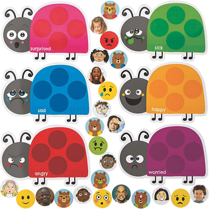Fun Express Ladybug Emotion Match Cardstock Game - Educational Cards for Kids - Fun Learning Activity to Enhance Emotional Intelligence - 30 Pieces