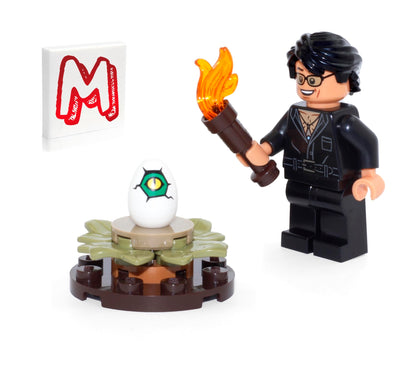 LEGO Jurassic World/Park Minifigure - Dr. Ian Malcolm (Partially Open Shirt) with Accessories