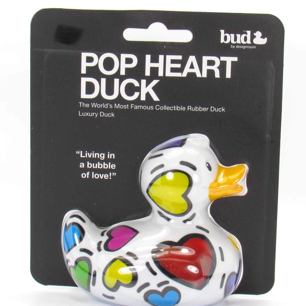 Pop Heart (Love/Valentines) Rubber Duck by Bud Ducks | Elegant Gift Packaging - "Living in a bubble of love!" | Child Safe | Collectable