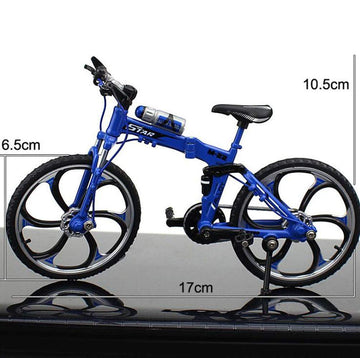 Nuoyi Creative Alloy Finger Bicycle 1:10 Miniature Analog Bicycle, Foldable Finger Mountain Bicycle Toy(Blue)