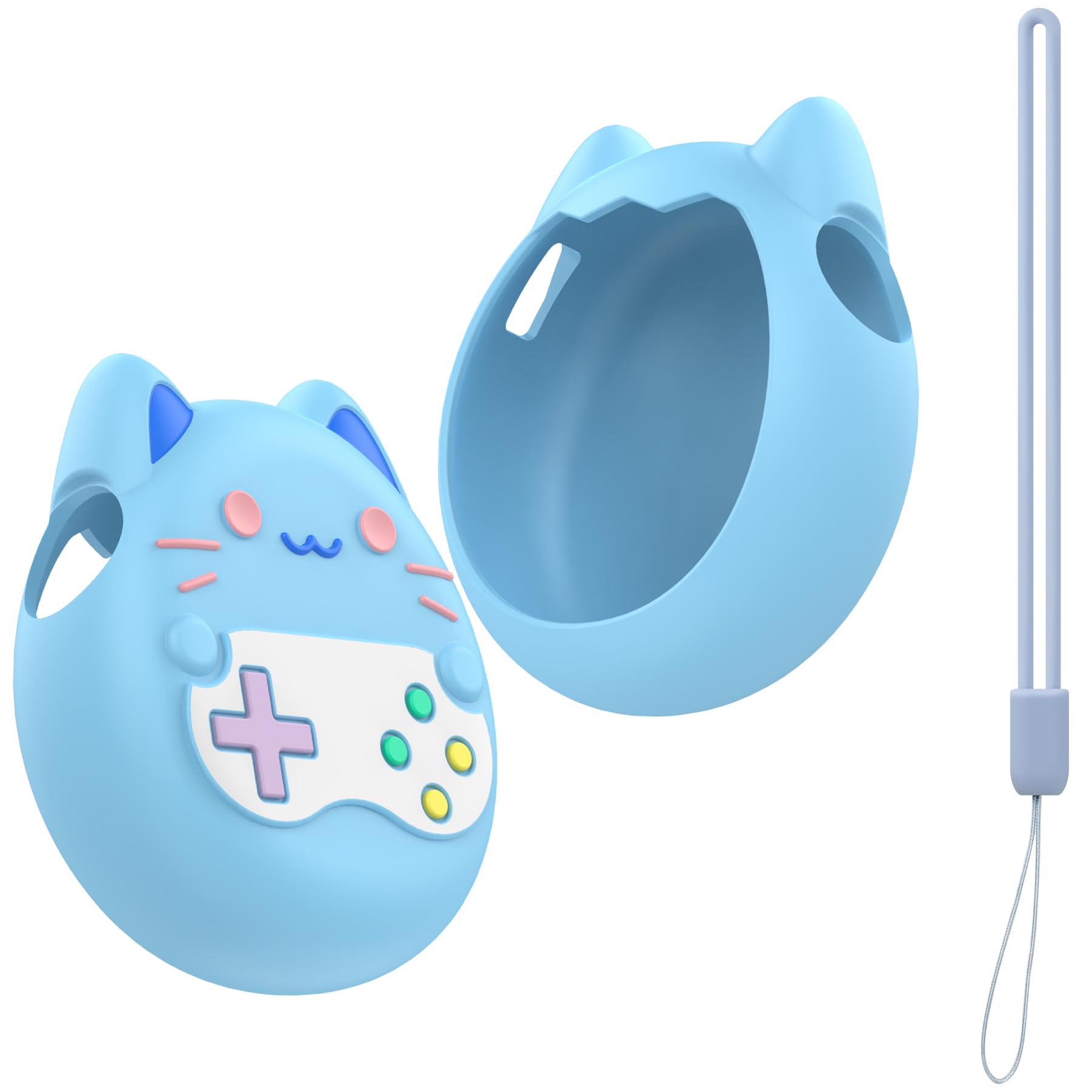 Geiomoo Silicone Cover for Tamagotchi Paradise Case Interactive Virtual Pet, Soft Flexible Scratch Resistant Protective with Lanyard (Blue)