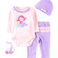 TATU Reborn Baby Dolls Clothes Girl 22 inch 4 Pcs Sets Outfit Fits 20-23 inch Reborn Doll Newborn Baby Girl Clothing