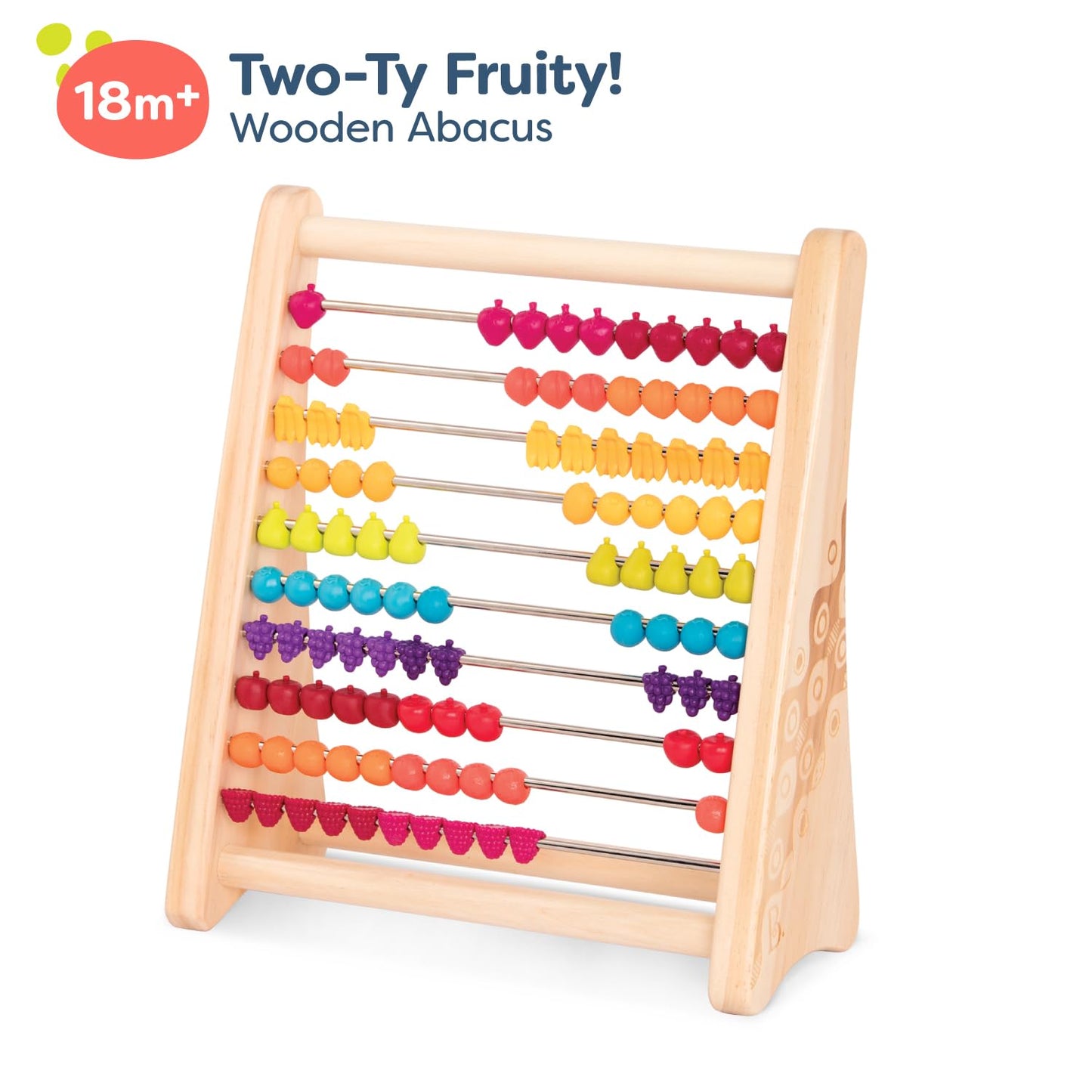B. toys - Fruity! Wooden Abacus for Kids Classic Math Learning Toy with 100 Beads Educational for Addition, Subtraction Numbers & Counting 18+ Months