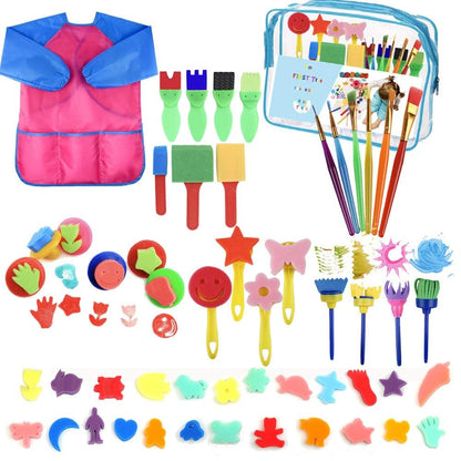 Paint Sponges for Kids,52pcs Early Learning Toddlers Sponge Paint Brushes Stamps Foam Art Craft Drawing Tools for Toddlers