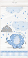 Blue Elephant Boy Baby Shower Plastic Tablecloth, 84" x 54"