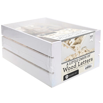 Hampton Art Large Crate of Wood Letters 305 Piece Set, Unfinished Wooden Letters for Crafts and Home Decor Signs, Paint and Stain Ready, Includes