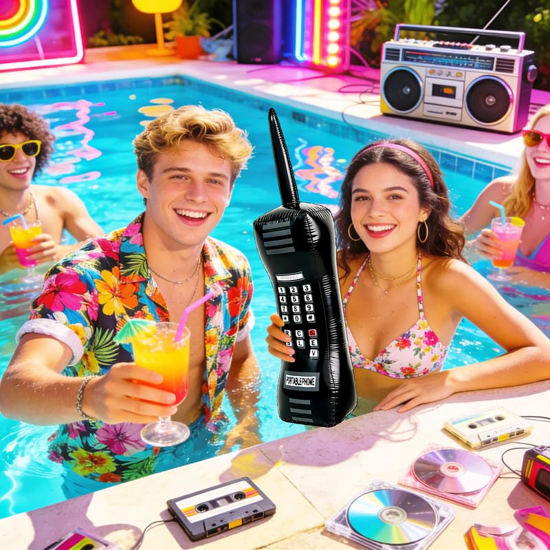 2Pcs Inflatable Radio Boombox Inflatable Mobile Phone,80's 90's Phones for Retro Hip Hop Theme Party Decor,Birthday Photo Supplies Gifts