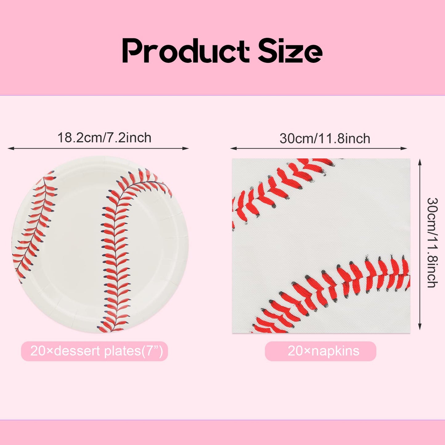 SNIMICS 40PCS Baseball Party Decorations,Baseball Plates,Baseball Napkins for Baseball Birthday Party Supplies Baseball Fans Boys Baby