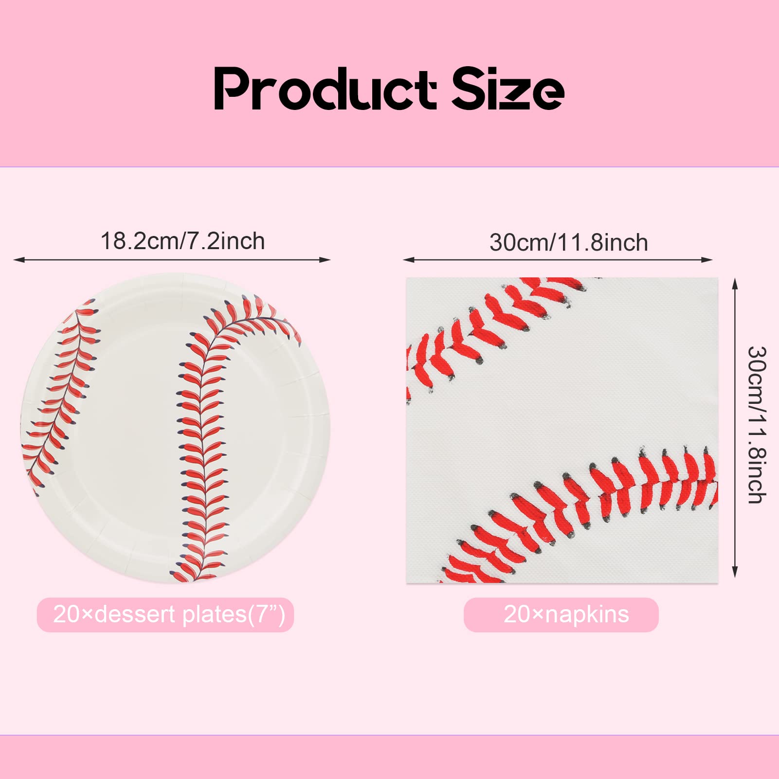 SNIMICS 40PCS Baseball Party Decorations,Baseball Plates,Baseball Napkins for Baseball Birthday Party Supplies Baseball Fans Boys Baby