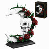 JYLWSMHU Skull Moon Rose Building Block Set Gothic Skeleton Head with Red Flowers Goth Horror Skeleton Pot Home Table Decor for Adults 606PCS
