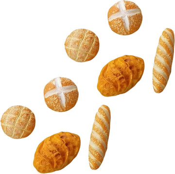 8Pcs 1/12 Miniature Bread Dollhouse Decoration Accessories,4 Different Types of Bread for Miniature Food Dollhouse,Resin Mix Bakery Bread Mini House
