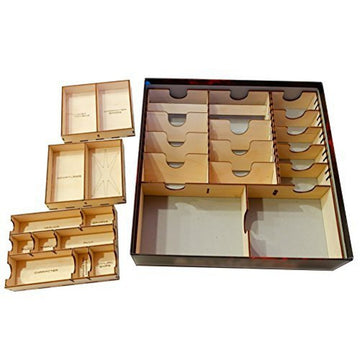 The Broken Token Board Game Organizer - Battlestar Galactica Compatible Wood Storage Box with Multiple Trays and Dividers