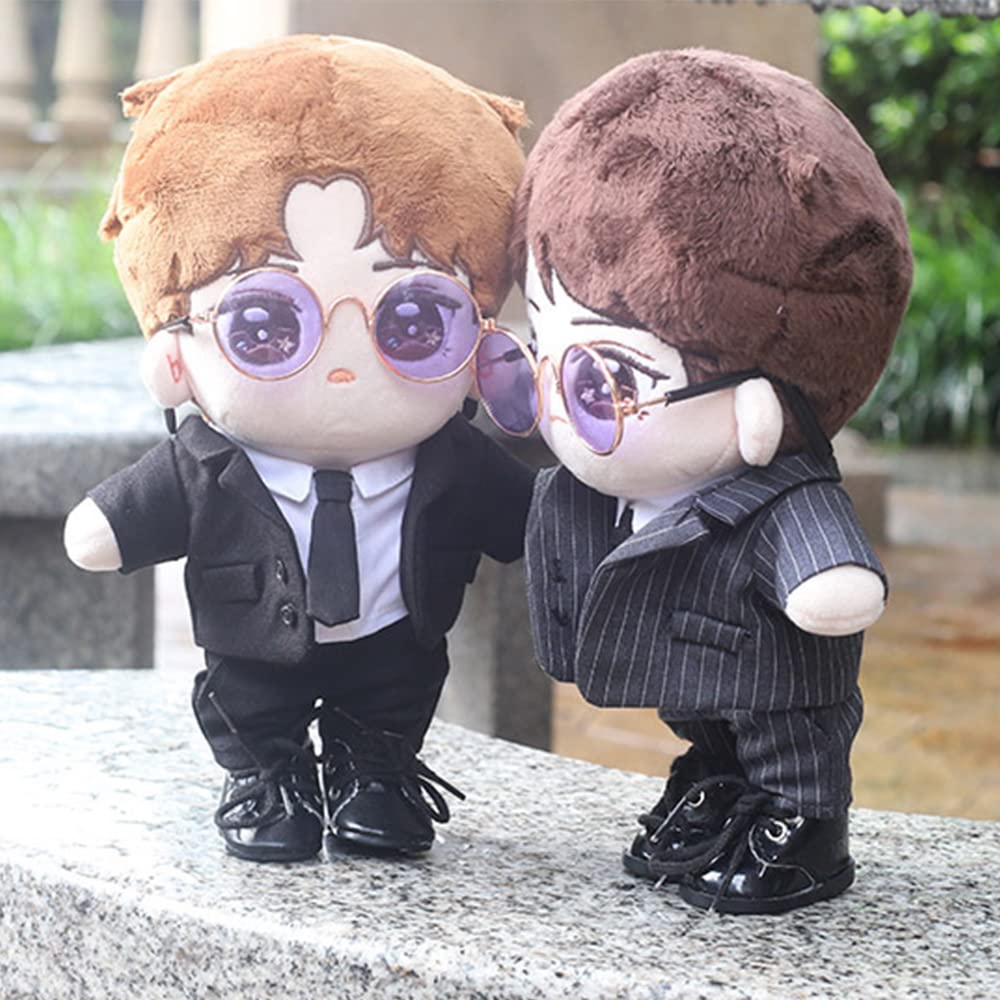 niannyyhouse Black Suit Coat Bow Tie White Shirt Pants 7.8in?20cm? Plush Humanoid Stuffed Doll Clothes