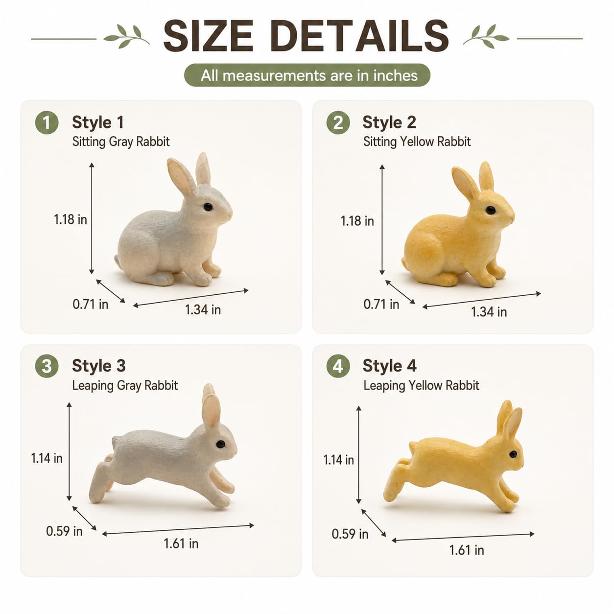 12 Pcs Easter Bunny Figures Fairy Garden Miniature Rabbit Figures Farm Animal Bunny Figurines Cake Topper Decorations Easter Egg Fillers Party Favors