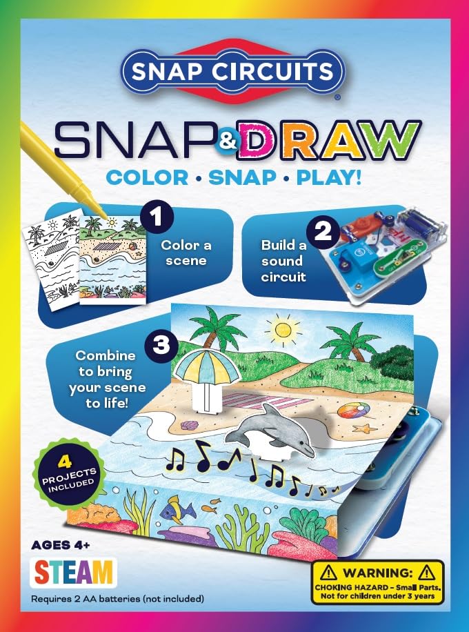 SNAP CIRCUITS Snap & Draw STEAM Toy for Boys and Girls | STEM Toy for Kids 4+ yrs | Art & Science Activity Kit | Building Kit