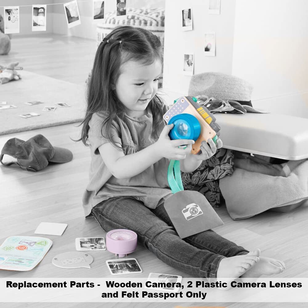 Replacement Parts for Fisher-Price Click-Away Camera Playset - GMN40 ~ Replacement Bag Includes Wooden Camera, 2 Plastic Camera Lenses and Felt