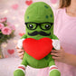 Mr. Pickle with Love Heart Valentines Day Plush Toy - 12 Inch Funny Stuffed Pickle Doll, Cute Hugging Plush Gift for Kids, Couples, Pickle Lovers