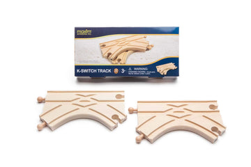Maxim Enterprise, inc. K-Switch Junction Switching Track, 2 Pack Specialty Pieces for Changing Tracks and Cornering Curves, Wooden Track Compatible